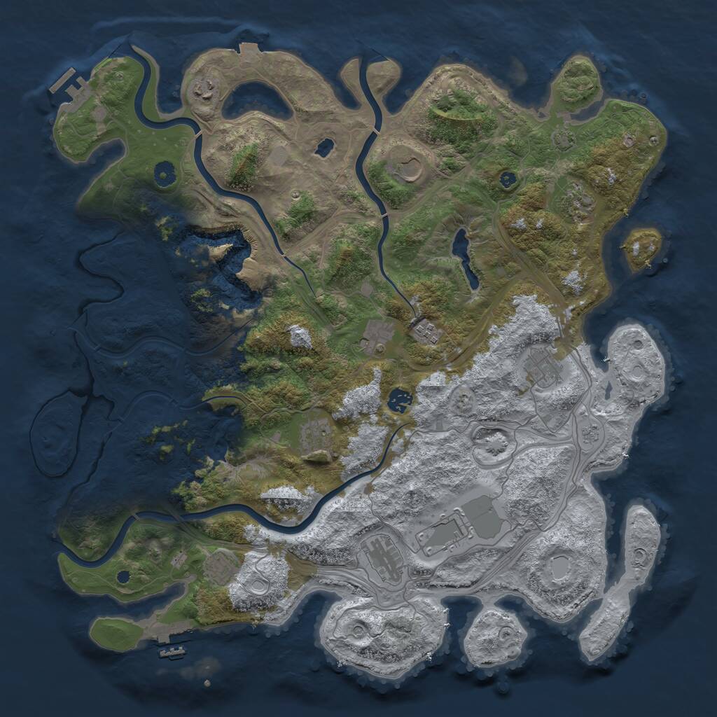 Rust Map: Procedural Map, Size: 4500, Seed: 834654265, 17 Monuments