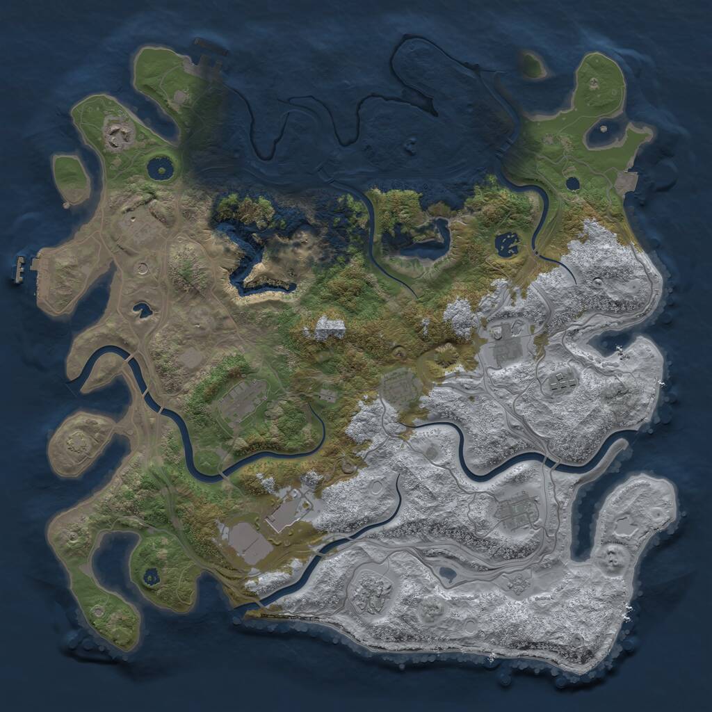 Rust Map: Procedural Map, Size: 4250, Seed: 562760500, 16 Monuments
