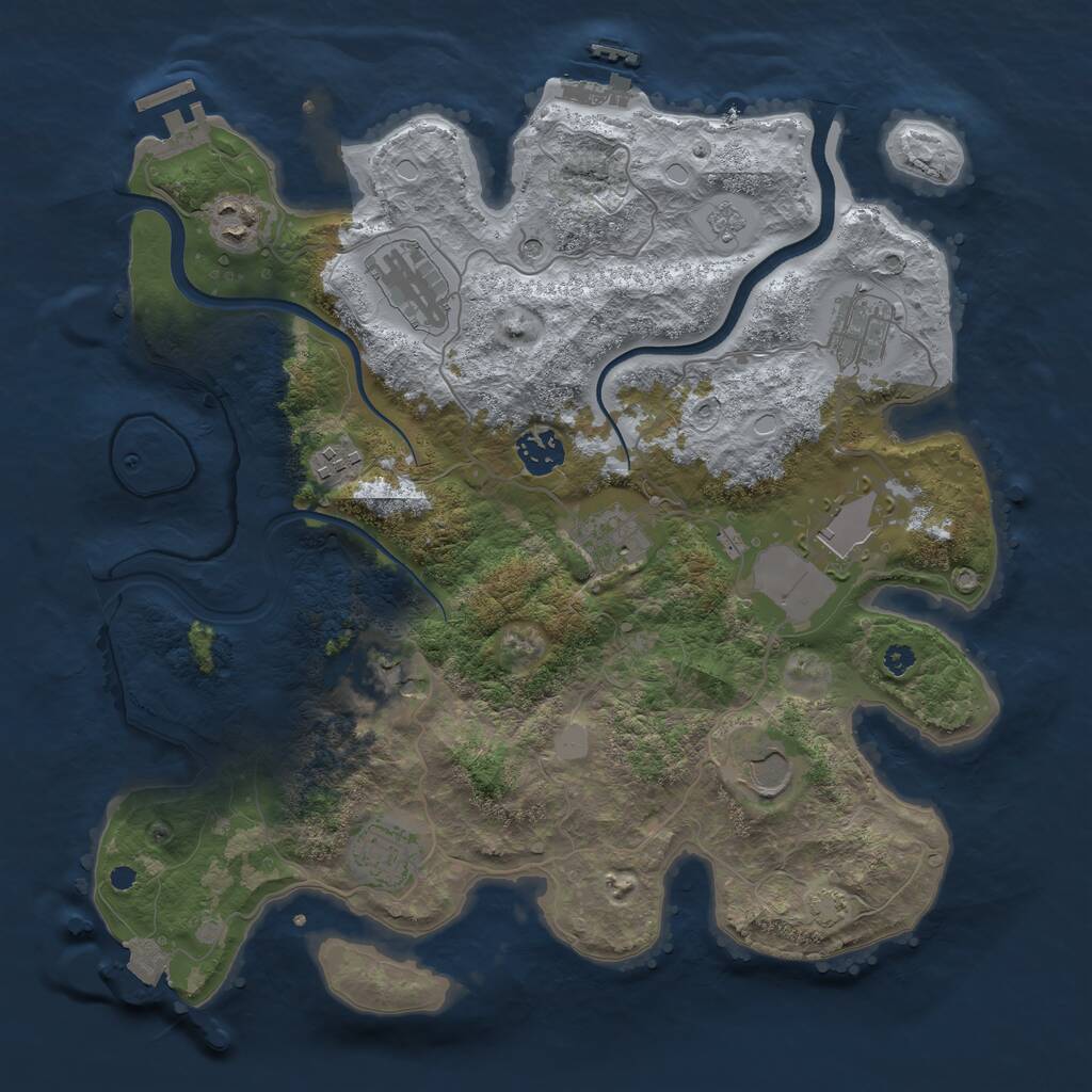 Rust Map: Procedural Map, Size: 3600, Seed: 1998671324, 16 Monuments