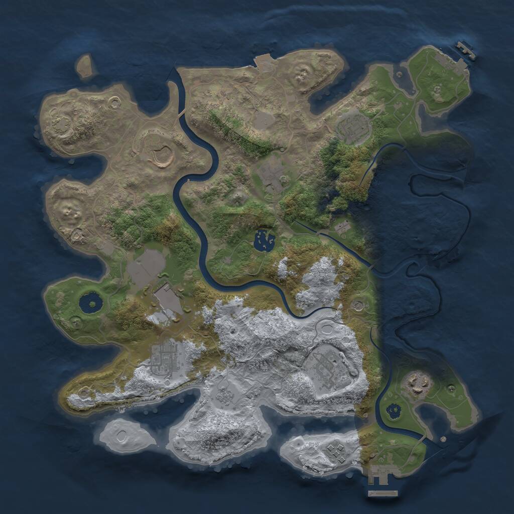 Rust Map: Procedural Map, Size: 3500, Seed: 81371809, 15 Monuments