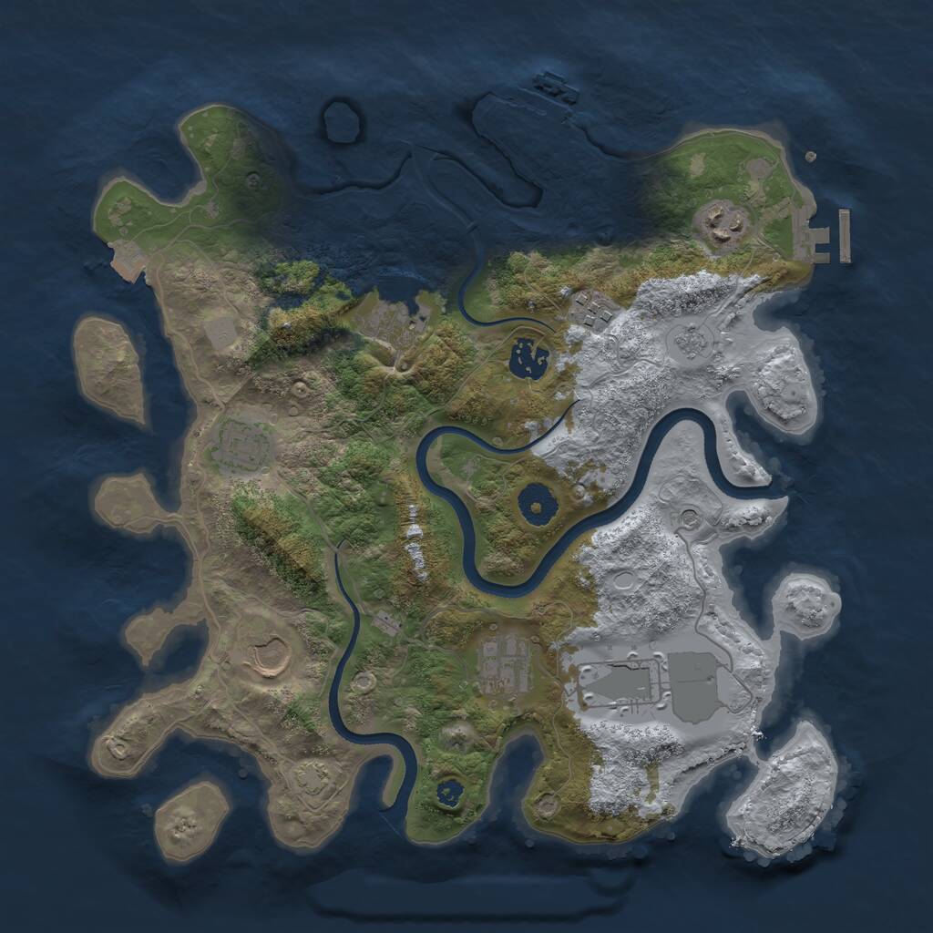 Rust Map: Procedural Map, Size: 3500, Seed: 1443839275, 14 Monuments