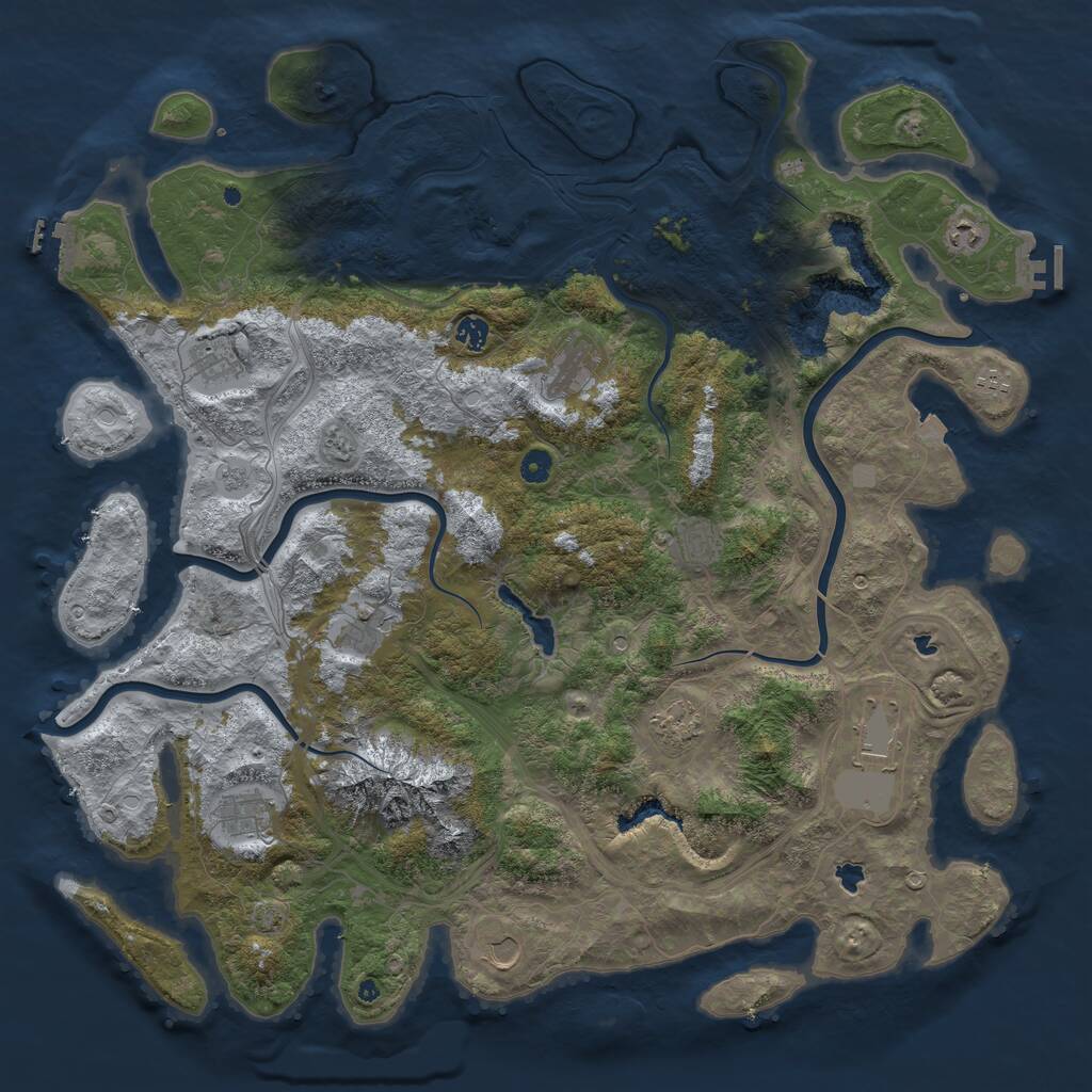 Rust Map: Procedural Map, Size: 5000, Seed: 883416235, 17 Monuments