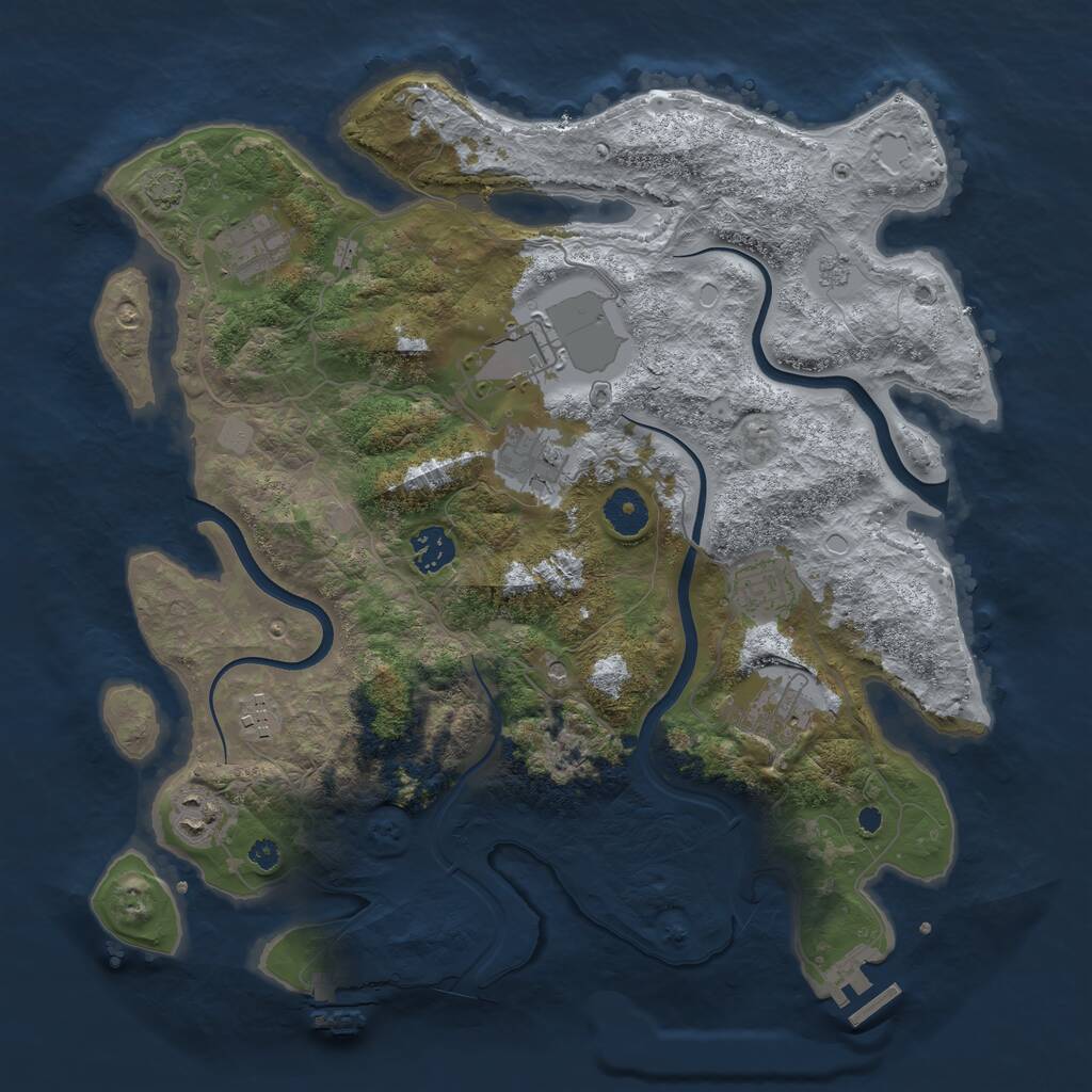 Rust Map: Procedural Map, Size: 3700, Seed: 252301, 14 Monuments