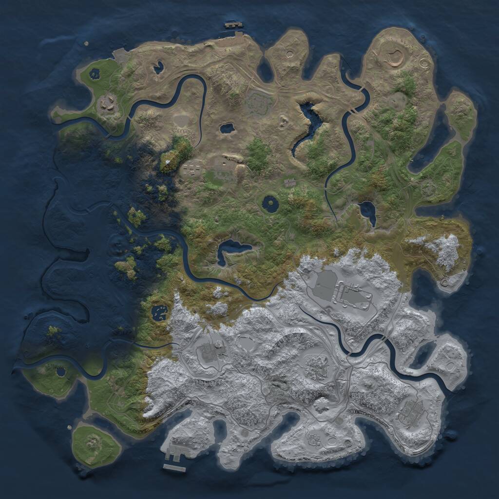 Rust Map: Procedural Map, Size: 4500, Seed: 1847002557, 16 Monuments