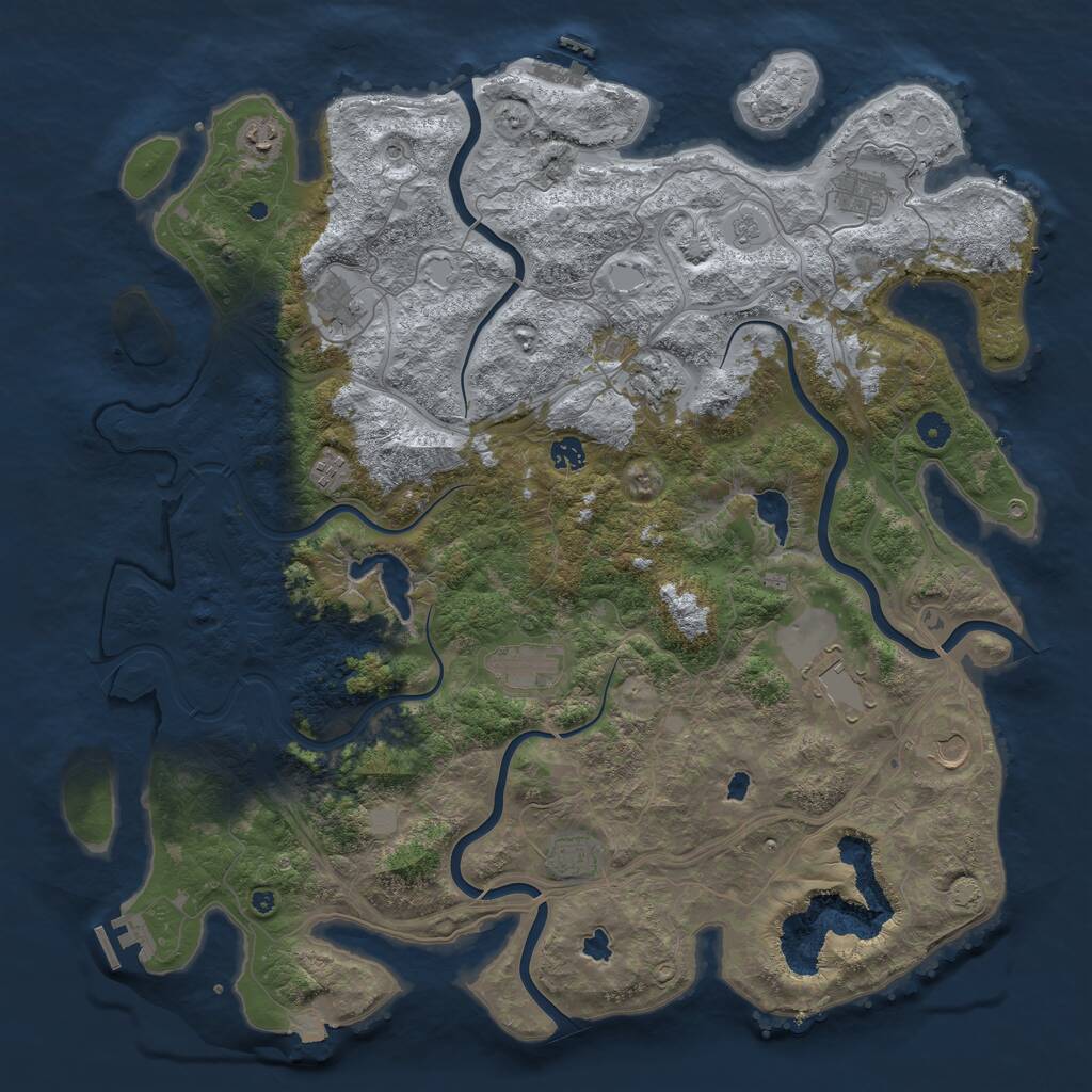 Rust Map: Procedural Map, Size: 4750, Seed: 411334810, 16 Monuments