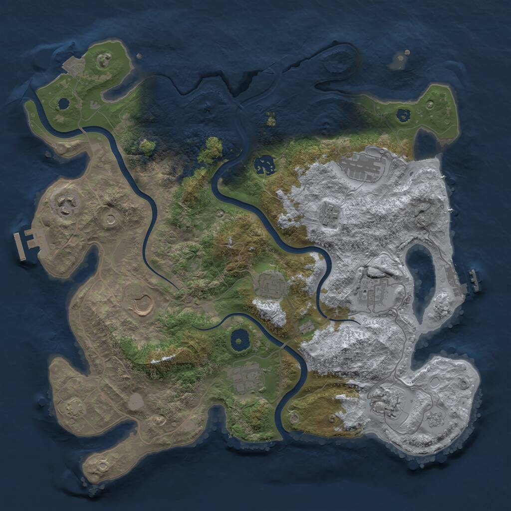 Rust Map: Procedural Map, Size: 3650, Seed: 67912200, 15 Monuments