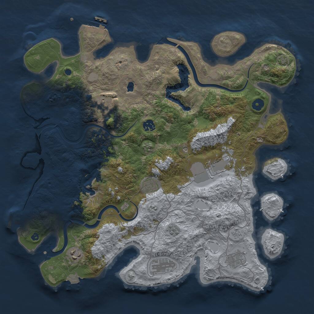 Rust Map: Procedural Map, Size: 4000, Seed: 1178670548, 14 Monuments