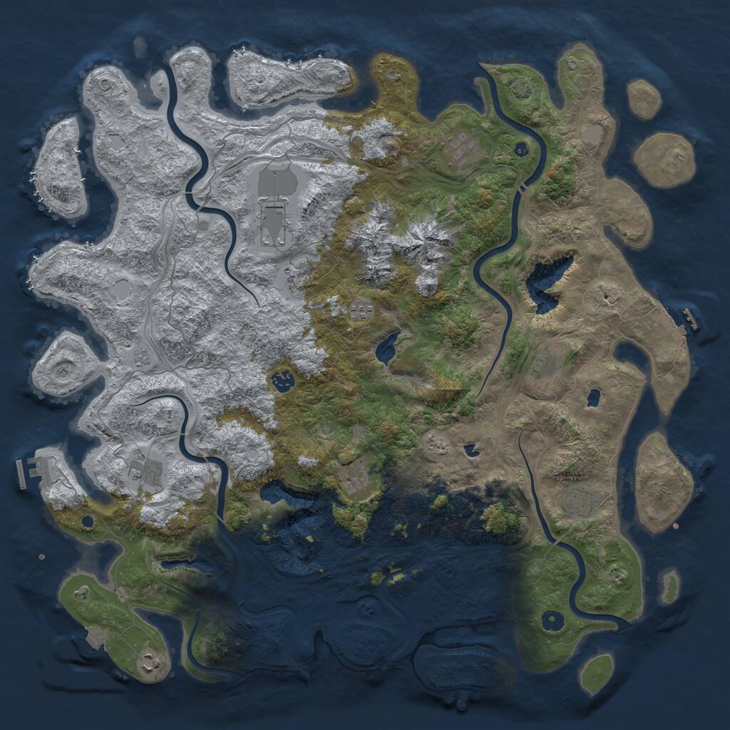 Rust Map: Procedural Map, Size: 5000, Seed: 3785663, 16 Monuments
