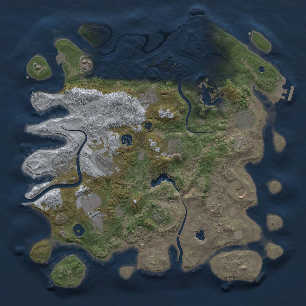 Rust Map: Procedural Map, Size: 4000, Seed: 21595, 16 Monuments