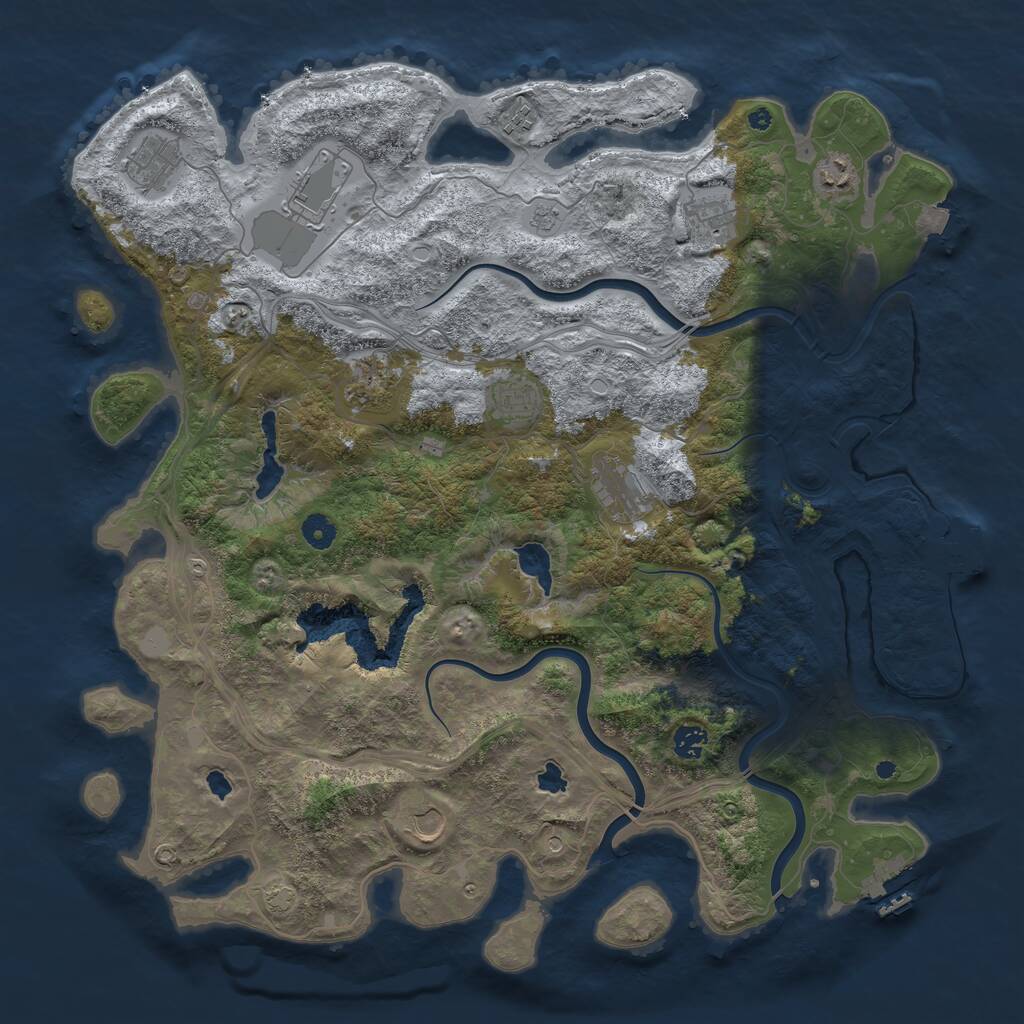 Rust Map: Procedural Map, Size: 4500, Seed: 887363382, 16 Monuments