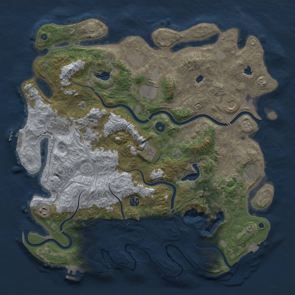Rust Map: Procedural Map, Size: 4500, Seed: 772553772, 15 Monuments