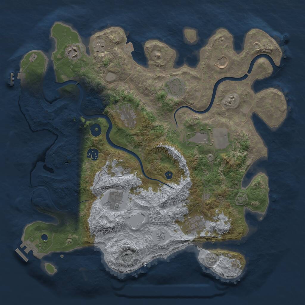 Rust Map: Procedural Map, Size: 3800, Seed: 764454601, 15 Monuments