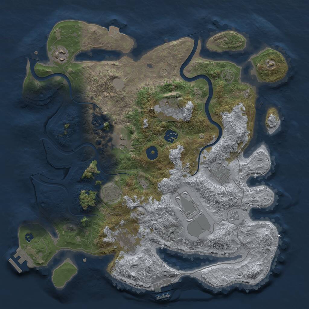 Rust Map: Procedural Map, Size: 3600, Seed: 2960, 15 Monuments