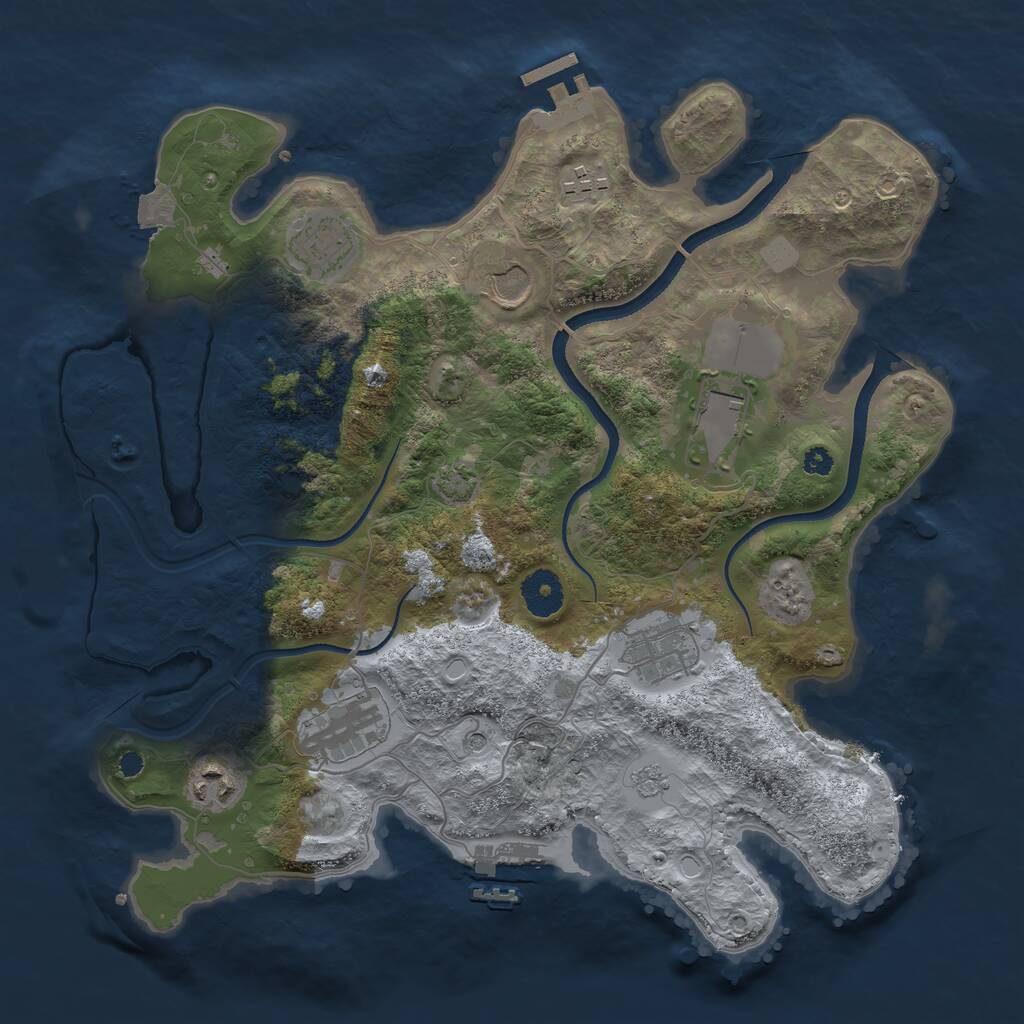Rust Map: Procedural Map, Size: 3500, Seed: 464404721, 13 Monuments