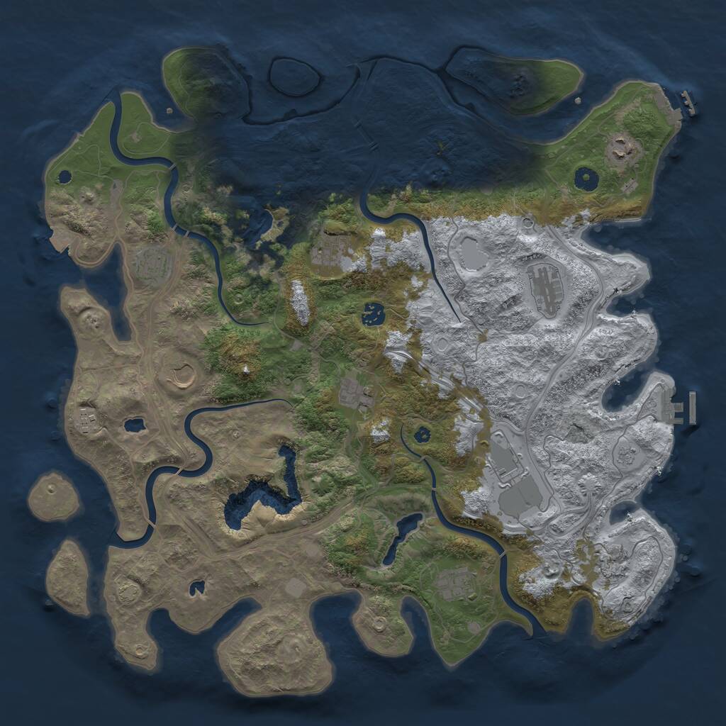 Rust Map: Procedural Map, Size: 4500, Seed: 1193904565, 17 Monuments