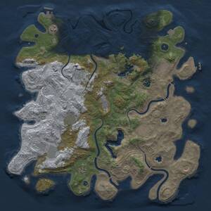Thumbnail Rust Map: Procedural Map, Size: 4500, Seed: 356079353, 17 Monuments