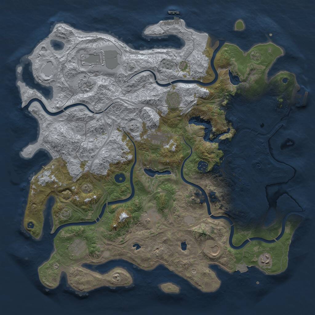 Rust Map: Procedural Map, Size: 4500, Seed: 349385973, 16 Monuments