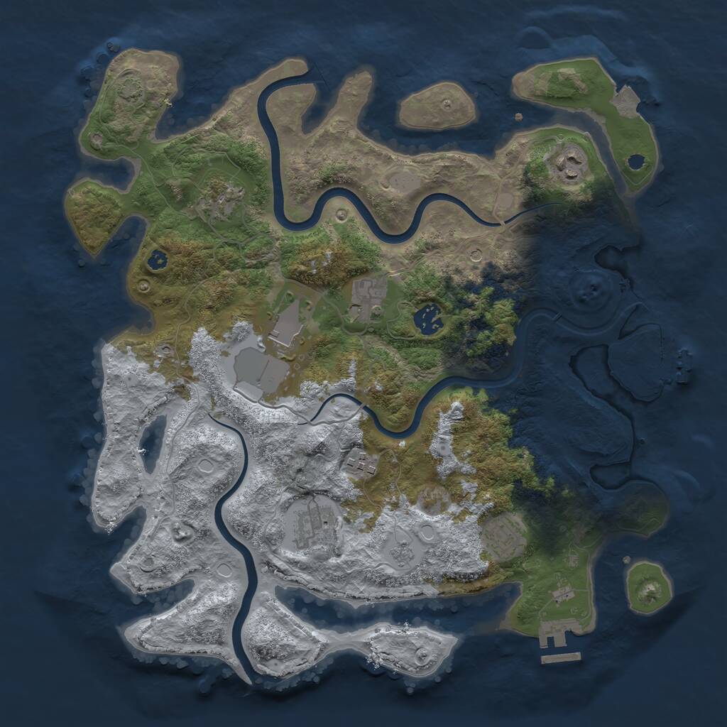 Rust Map: Procedural Map, Size: 3700, Seed: 953676, 14 Monuments