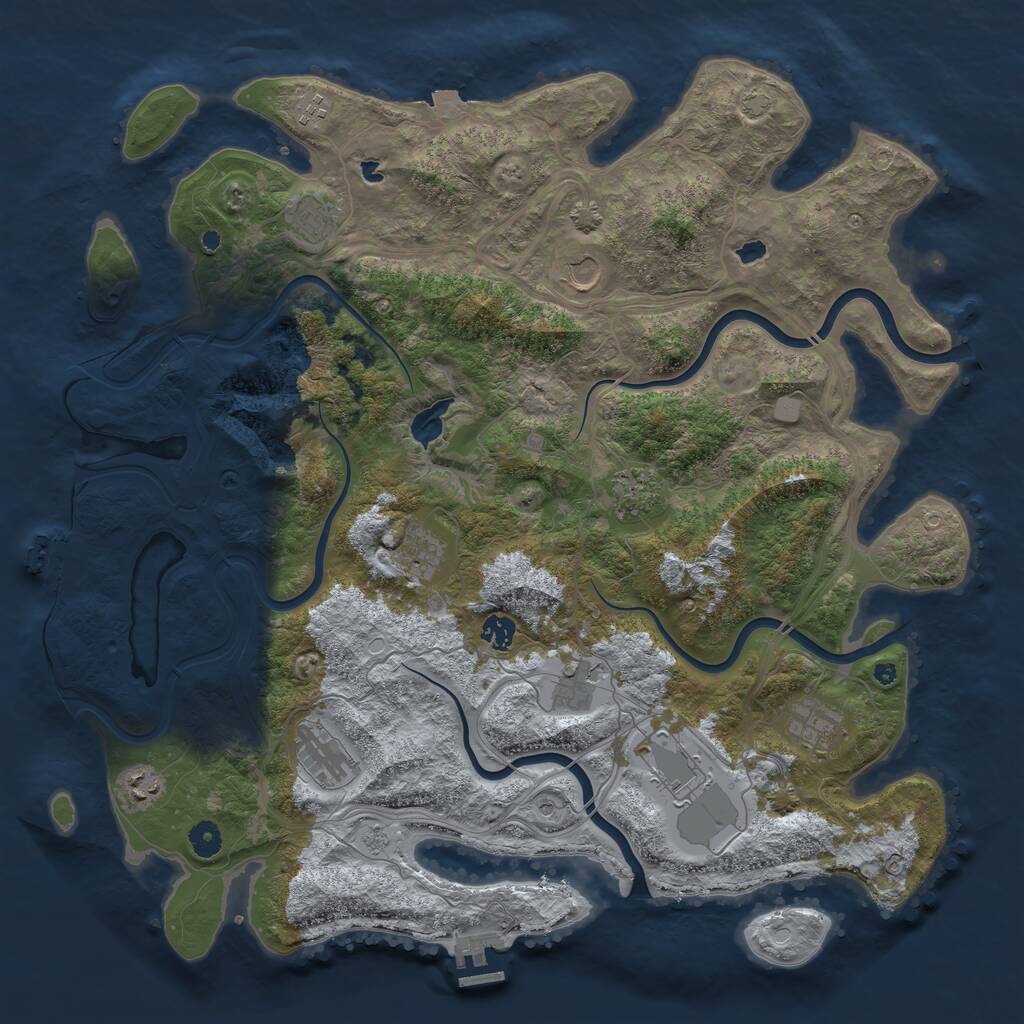 Rust Map: Procedural Map, Size: 4500, Seed: 836661941, 17 Monuments