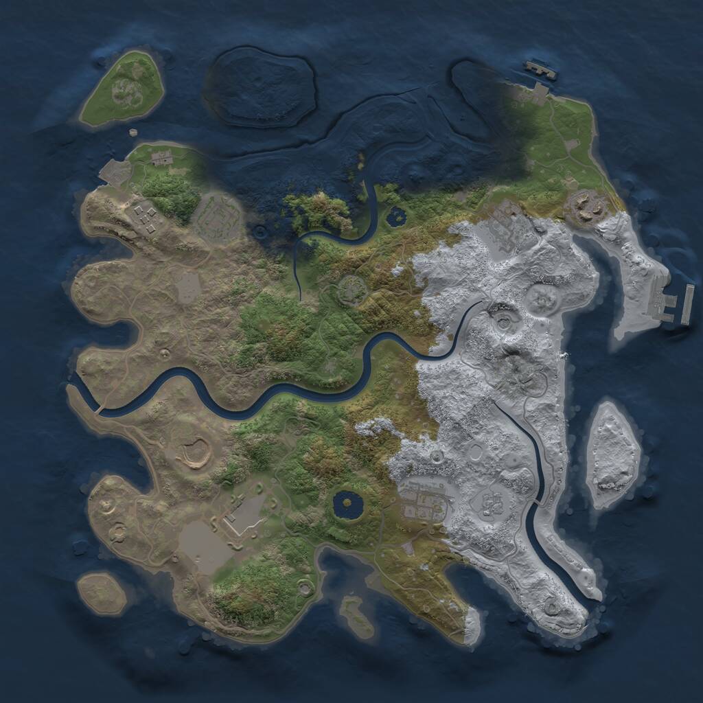 Rust Map: Procedural Map, Size: 3500, Seed: 21341107, 13 Monuments