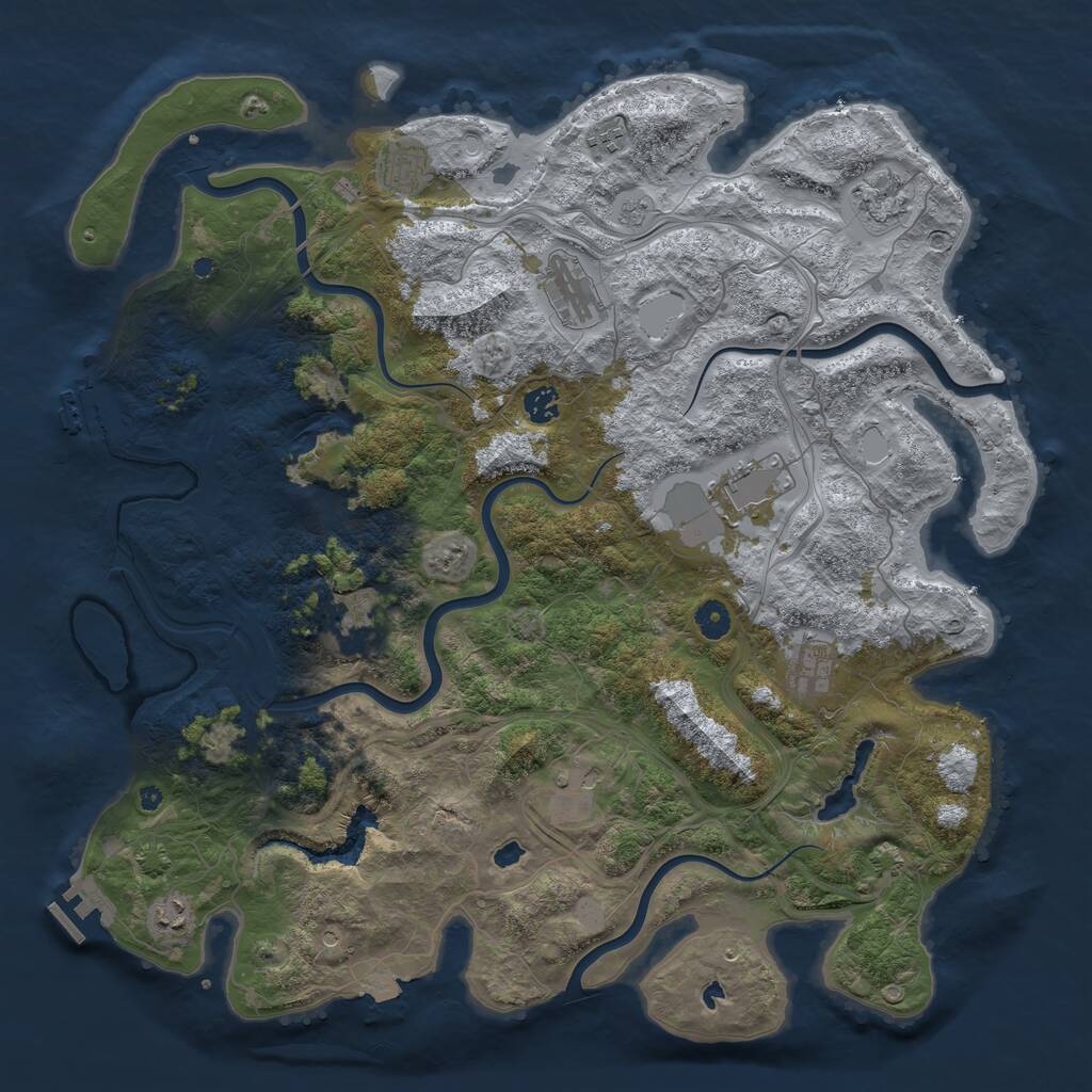 Rust Map: Procedural Map, Size: 4500, Seed: 2535, 16 Monuments