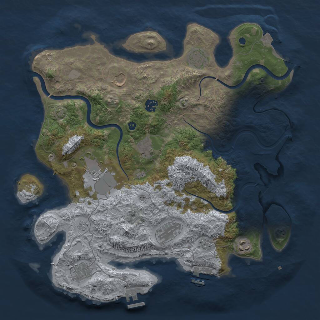 Rust Map: Procedural Map, Size: 3750, Seed: 364579415, 15 Monuments
