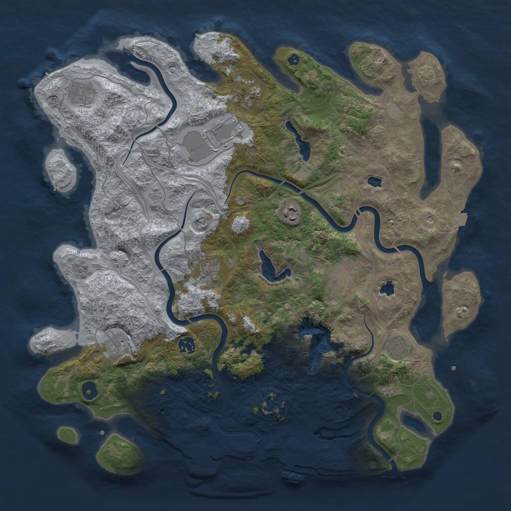 Rust Map: Procedural Map, Size: 4500, Seed: 47075877, 16 Monuments