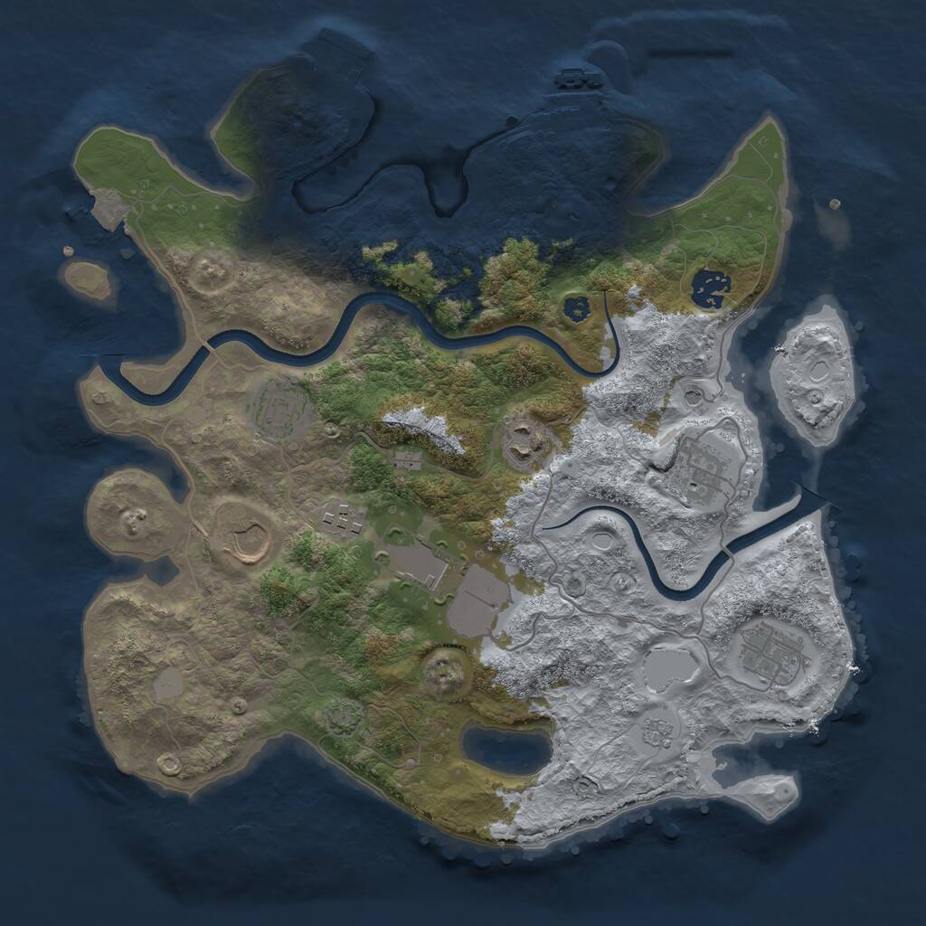 Rust Map: Procedural Map, Size: 3500, Seed: 942025, 14 Monuments