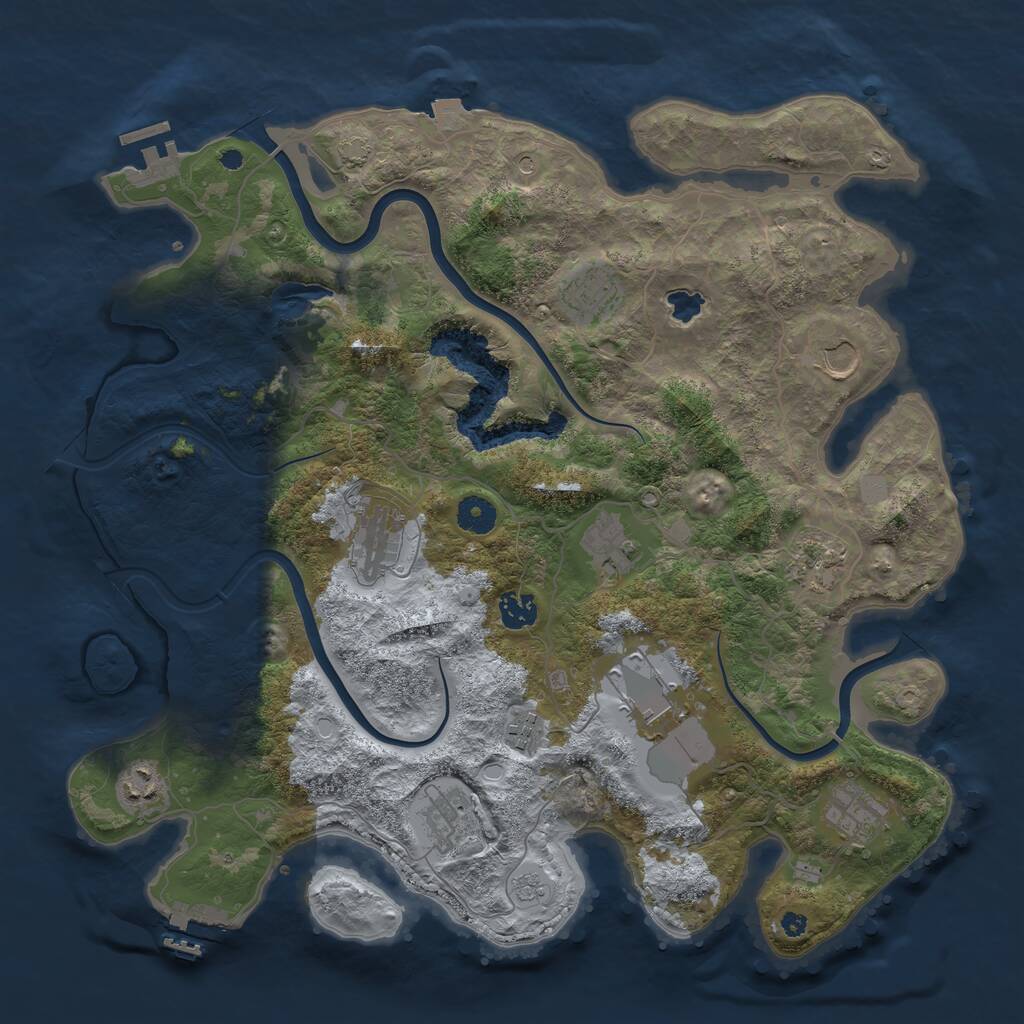 Rust Map: Procedural Map, Size: 4000, Seed: 874101057, 17 Monuments