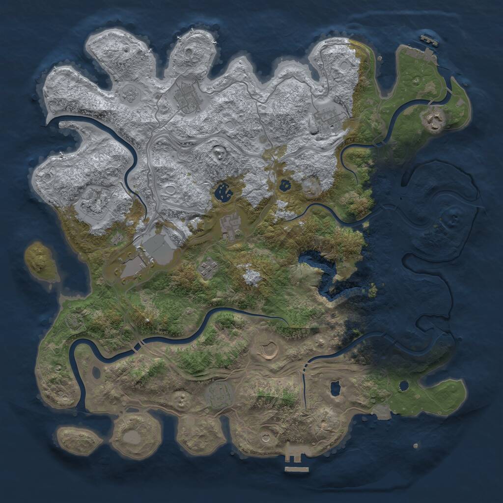 Rust Map: Procedural Map, Size: 4250, Seed: 624812926, 16 Monuments