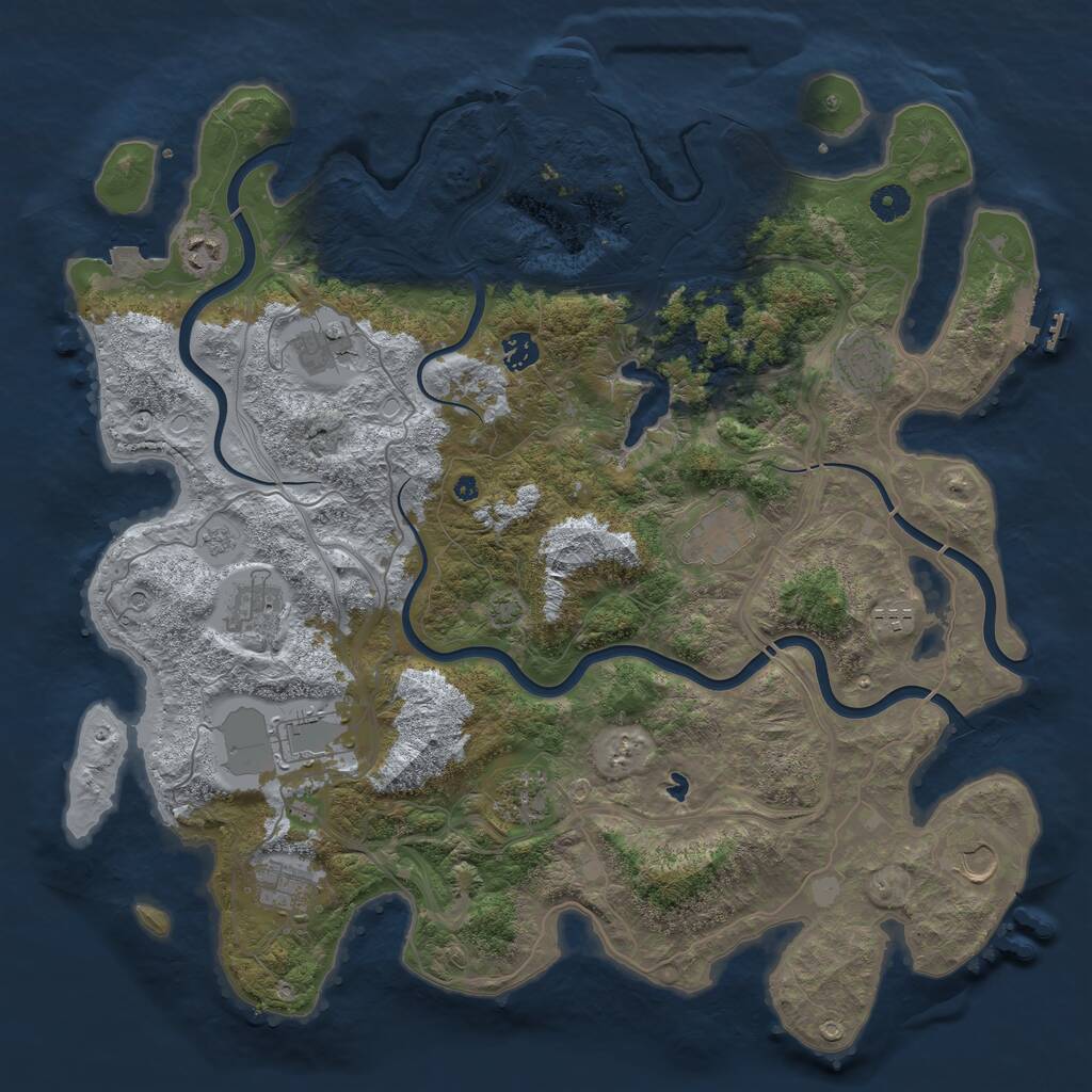 Rust Map: Procedural Map, Size: 4350, Seed: 1194755521, 17 Monuments