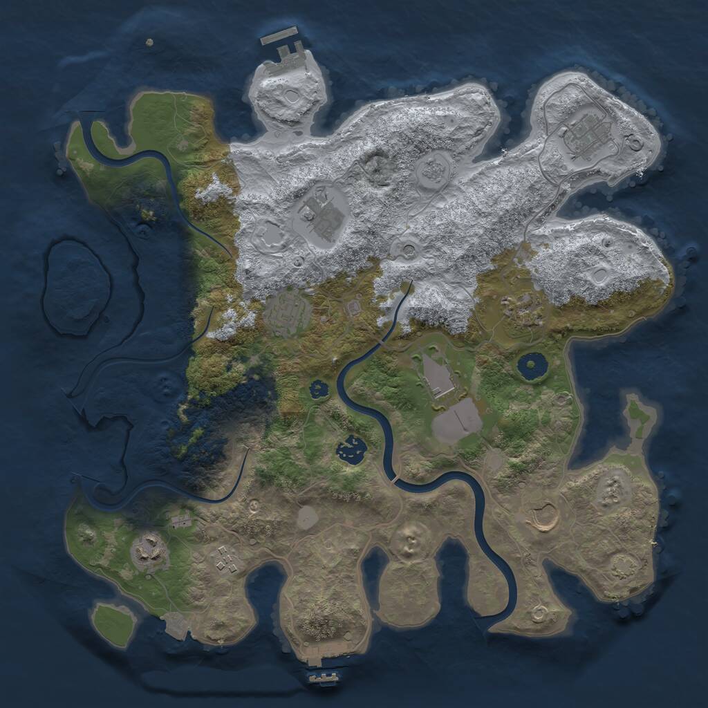 Rust Map: Procedural Map, Size: 3750, Seed: 2051204987, 15 Monuments