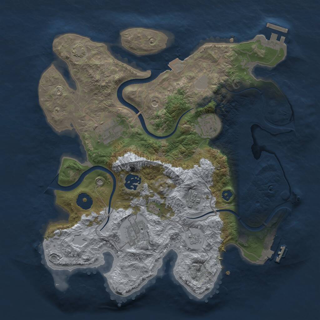 Rust Map: Procedural Map, Size: 3000, Seed: 1127715886, 11 Monuments