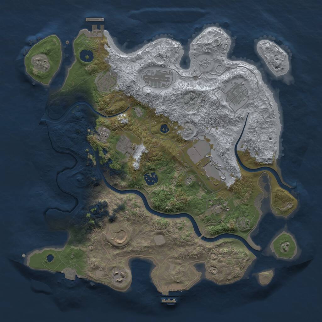 Rust Map: Procedural Map, Size: 3600, Seed: 1211845077, 16 Monuments