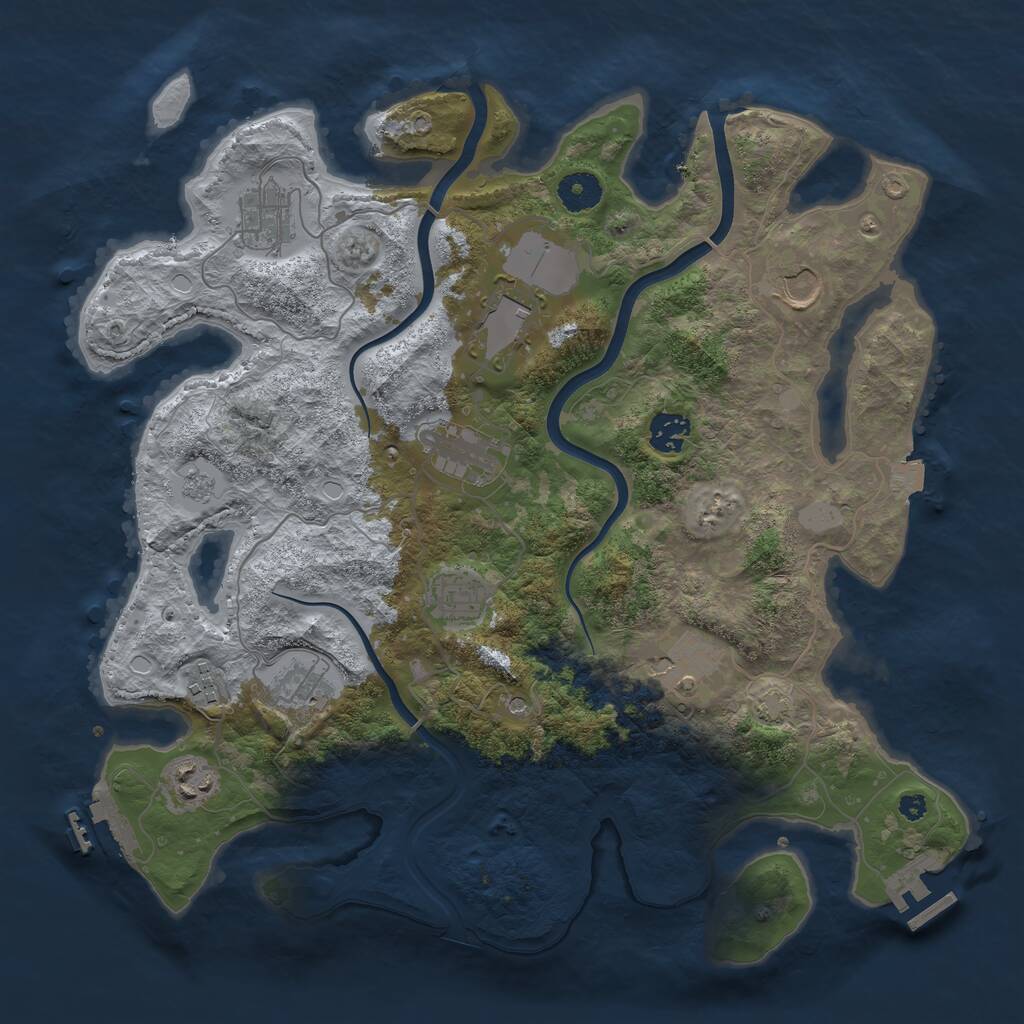 Rust Map: Procedural Map, Size: 3750, Seed: 749686159, 16 Monuments