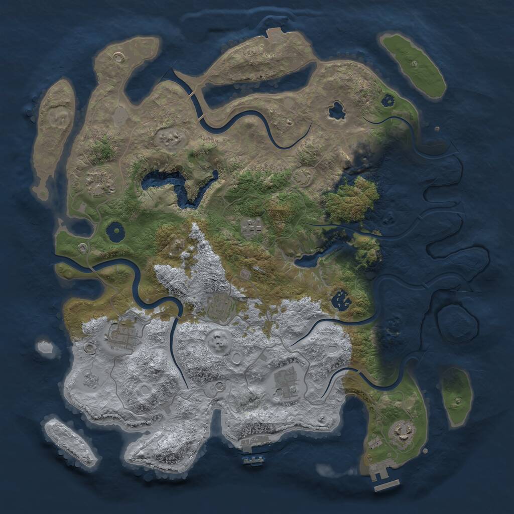 Rust Map: Procedural Map, Size: 4000, Seed: 1319753140, 14 Monuments