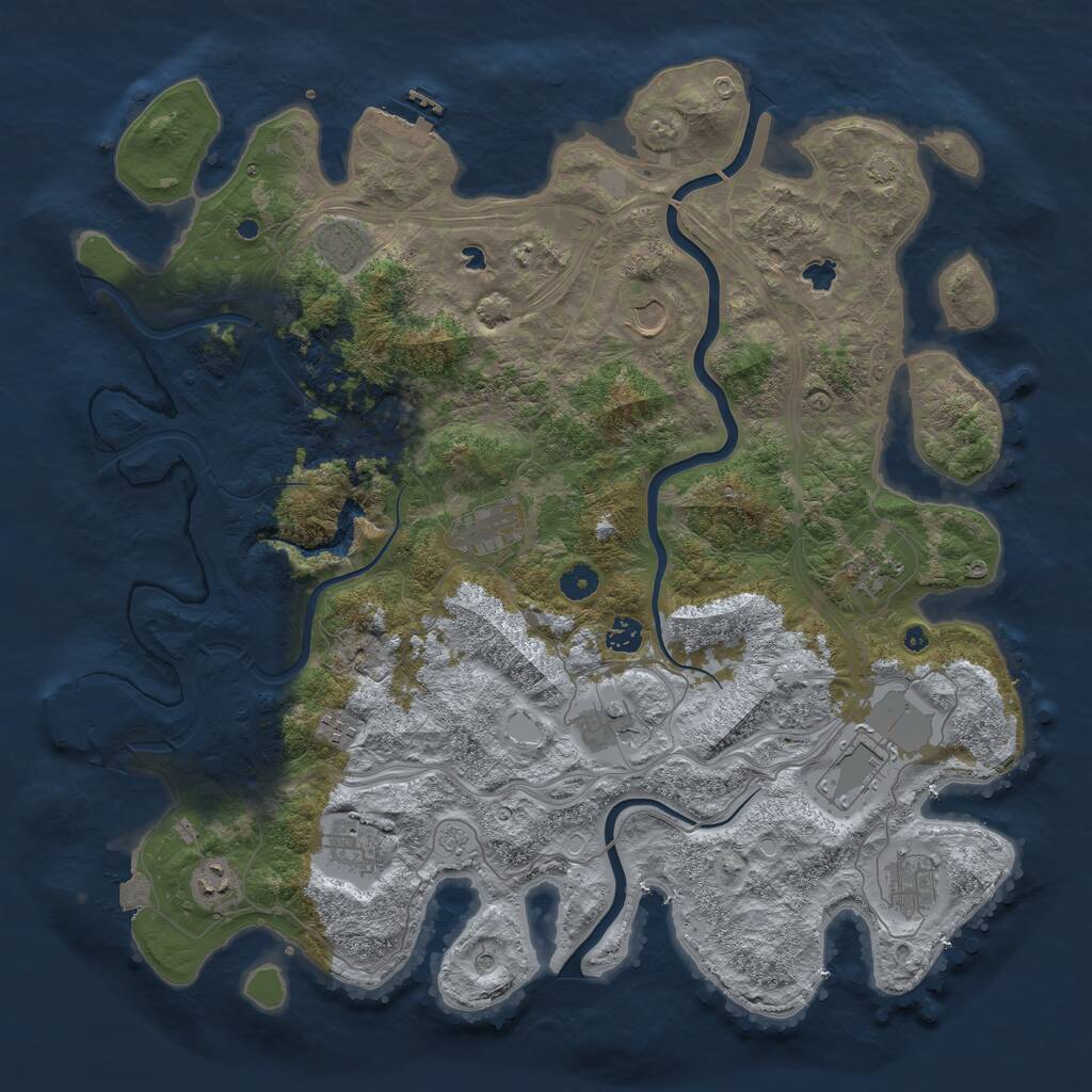 Rust Map: Procedural Map, Size: 4500, Seed: 529063023, 17 Monuments