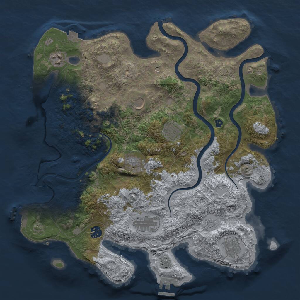 Rust Map: Procedural Map, Size: 3750, Seed: 4092025, 14 Monuments