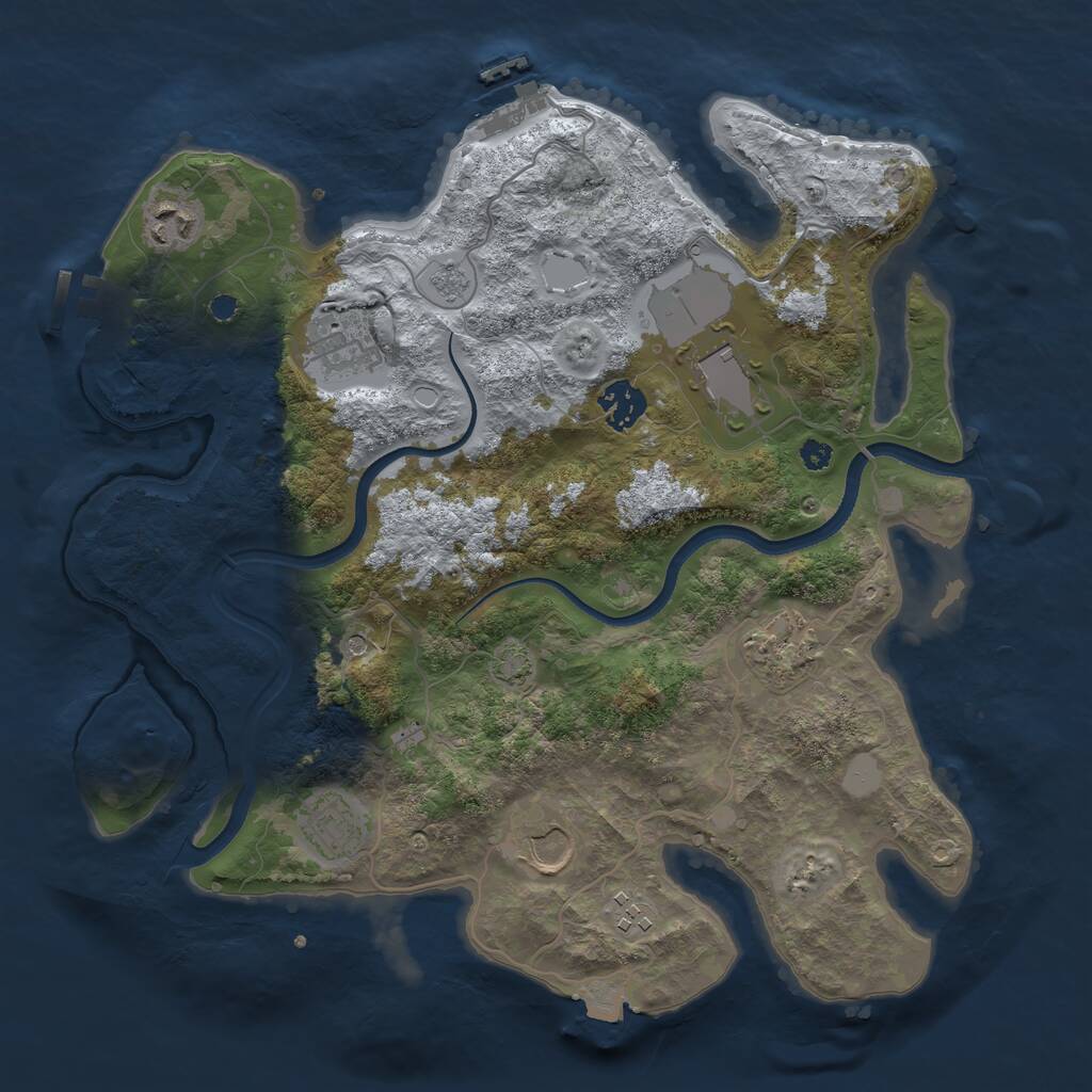 Rust Map: Procedural Map, Size: 3500, Seed: 2116532191, 14 Monuments
