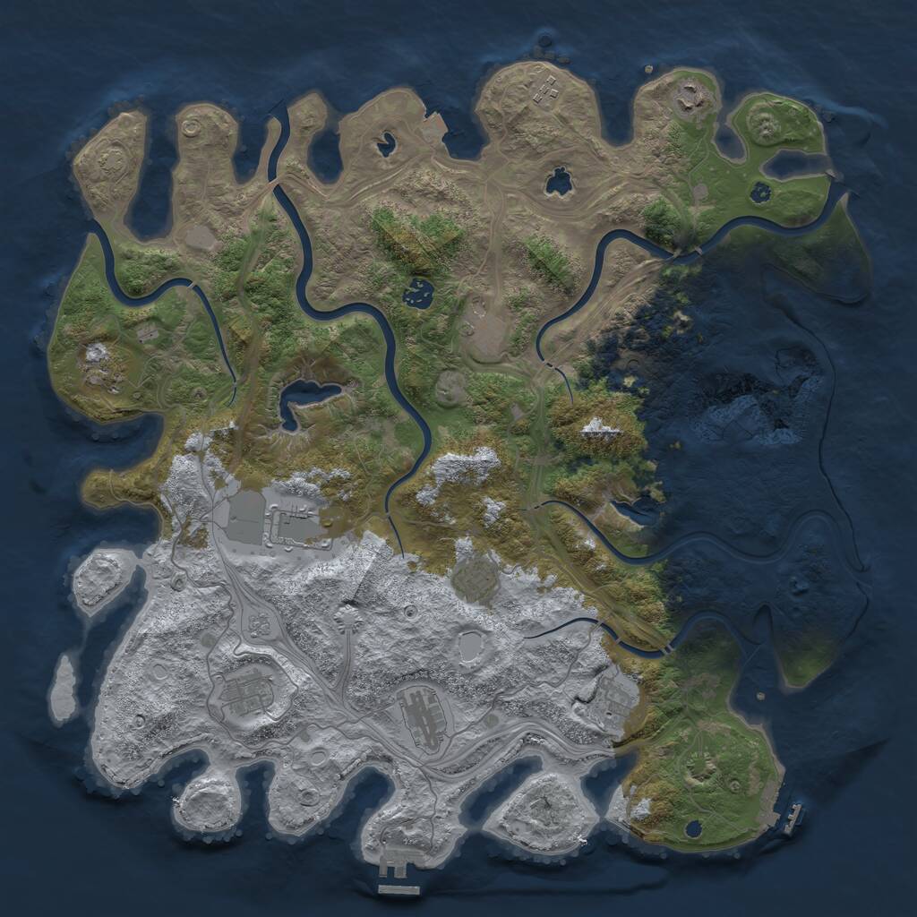 Rust Map: Procedural Map, Size: 4500, Seed: 1800385664, 16 Monuments