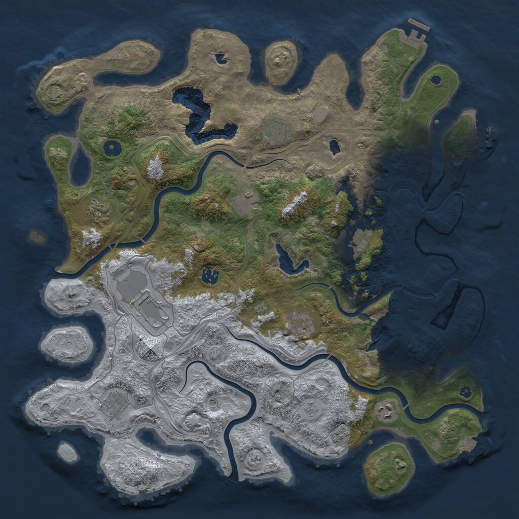 Rust Map: Procedural Map, Size: 4500, Seed: 701608670, 16 Monuments