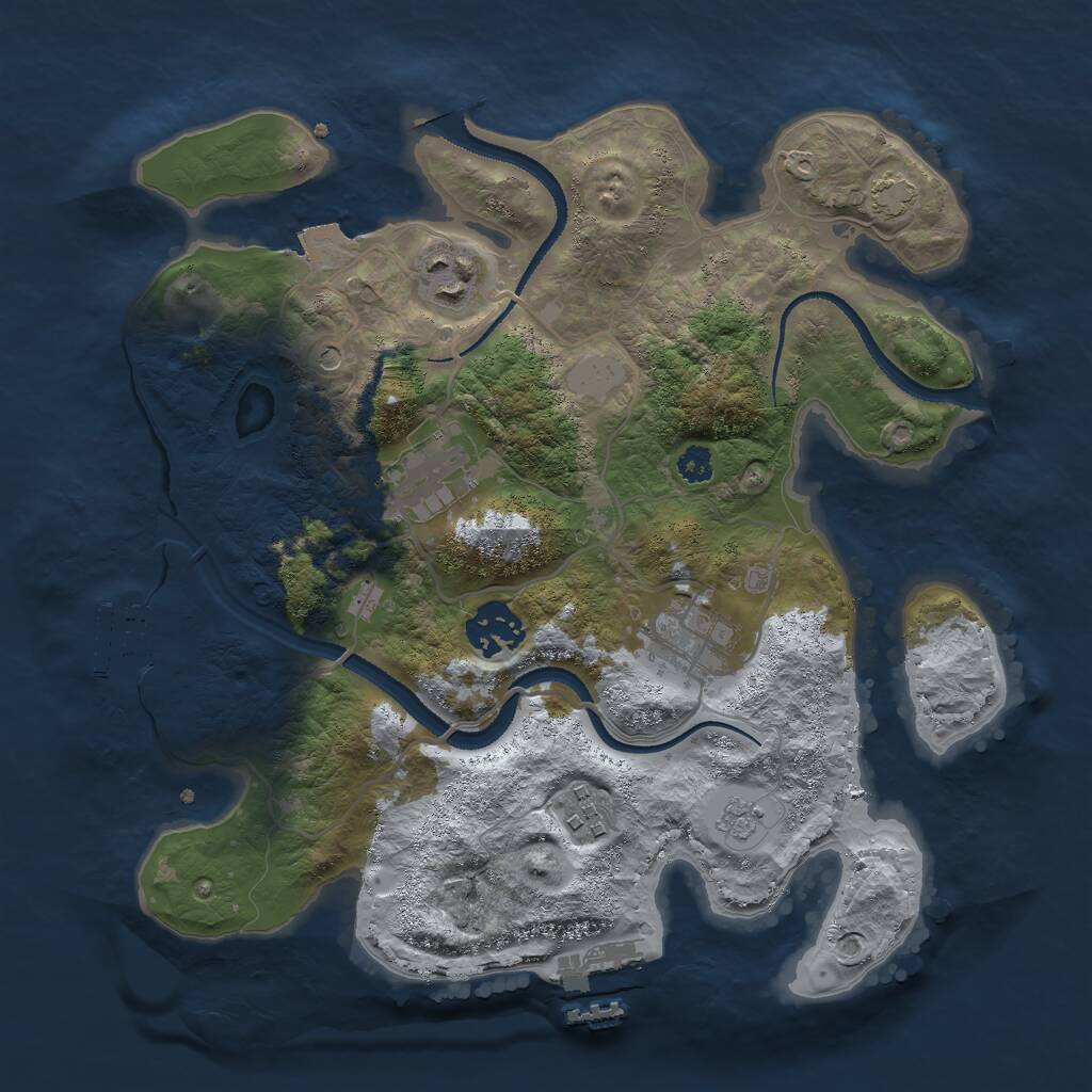 Rust Map: Procedural Map, Size: 3000, Seed: 32487, 11 Monuments