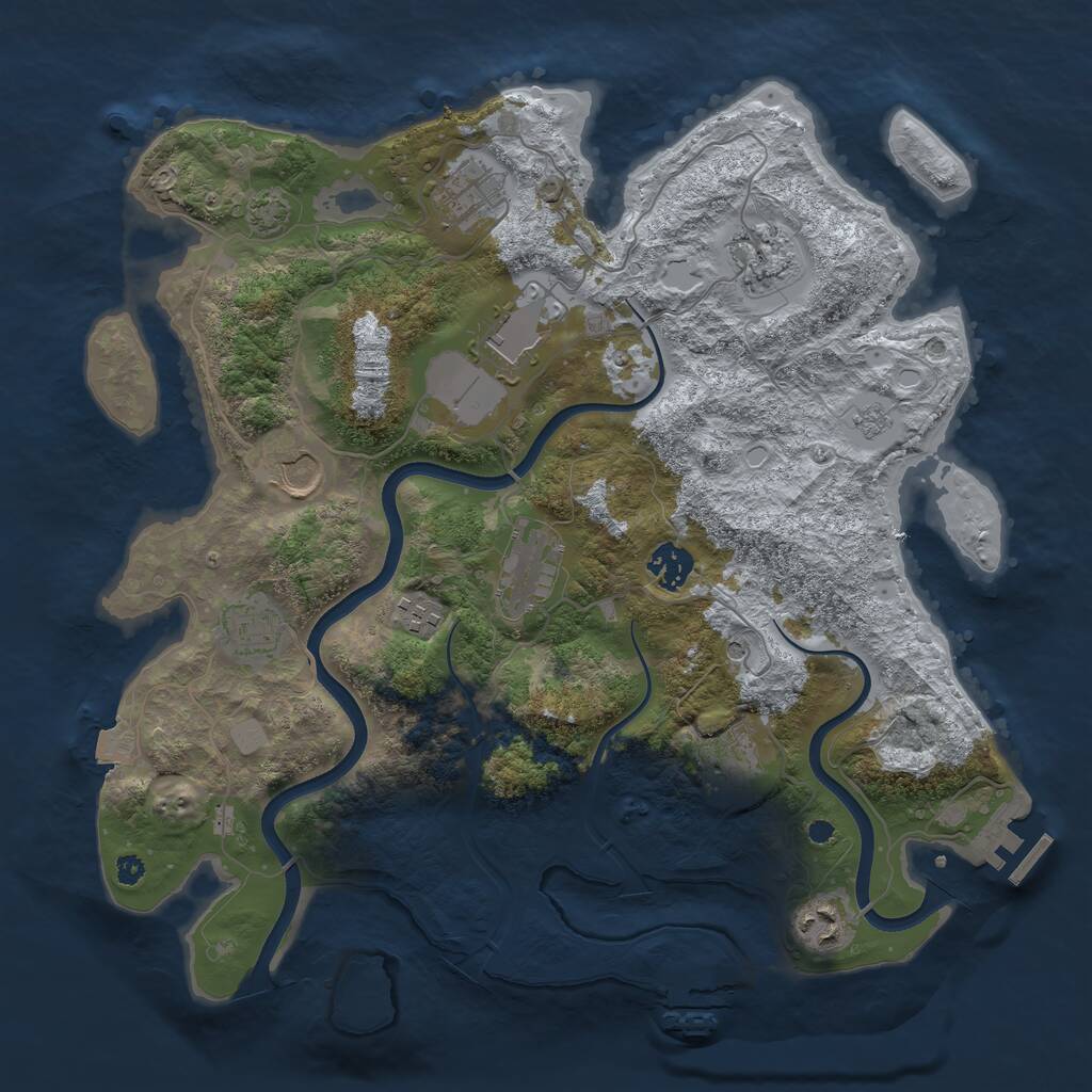 Rust Map: Procedural Map, Size: 3700, Seed: 2138066316, 16 Monuments