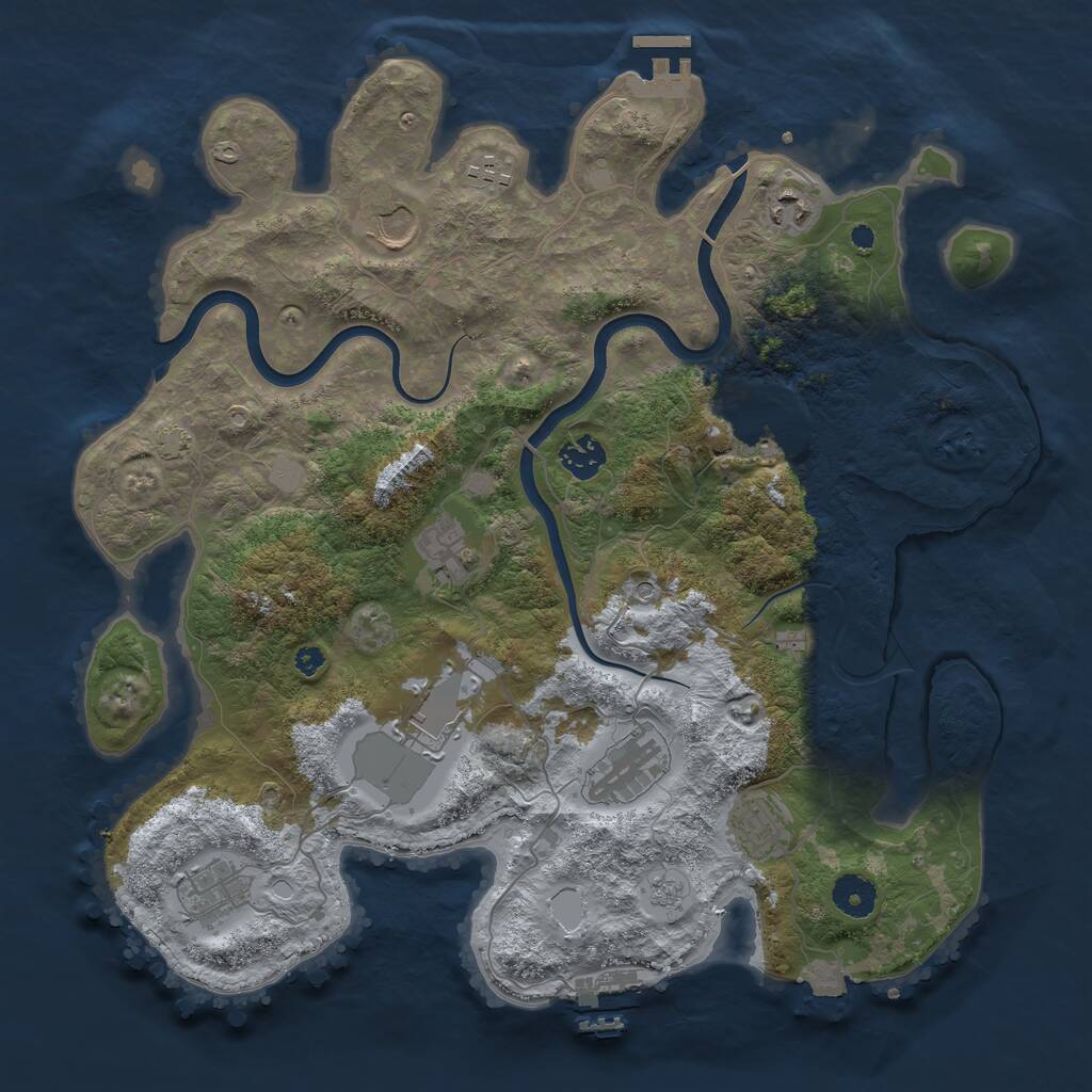 Rust Map: Procedural Map, Size: 3800, Seed: 2024661118, 16 Monuments