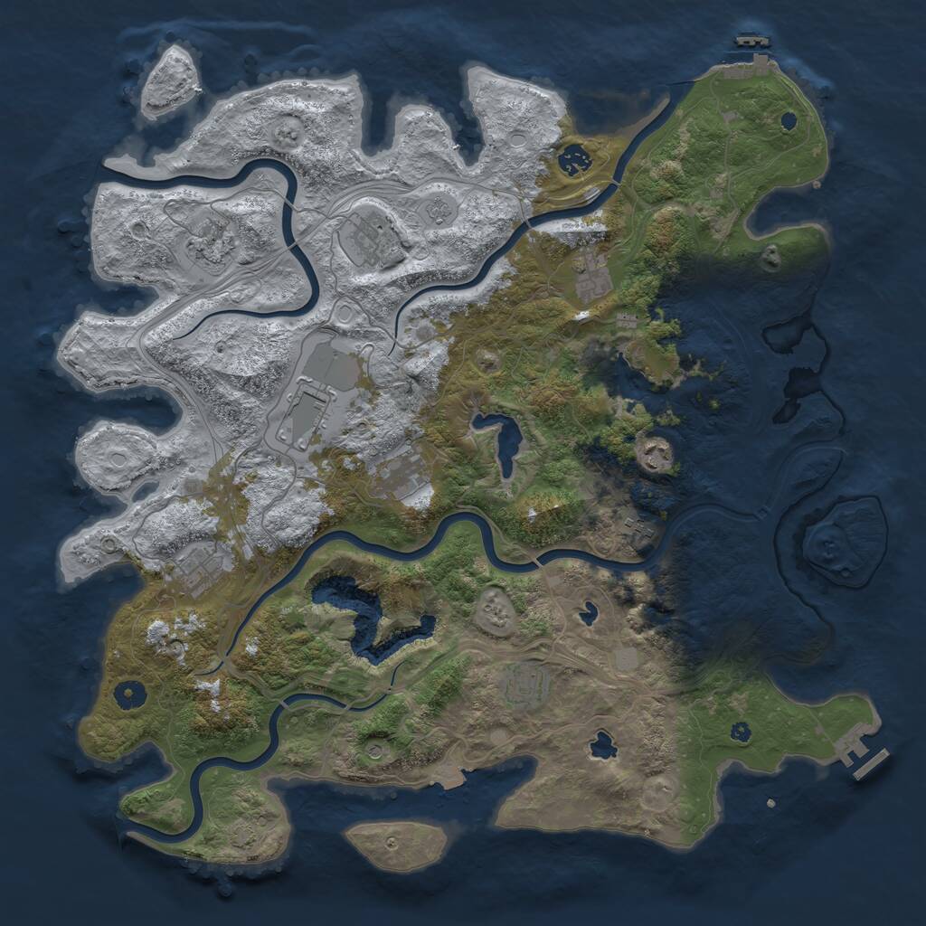 Rust Map: Procedural Map, Size: 4500, Seed: 1782481599, 16 Monuments
