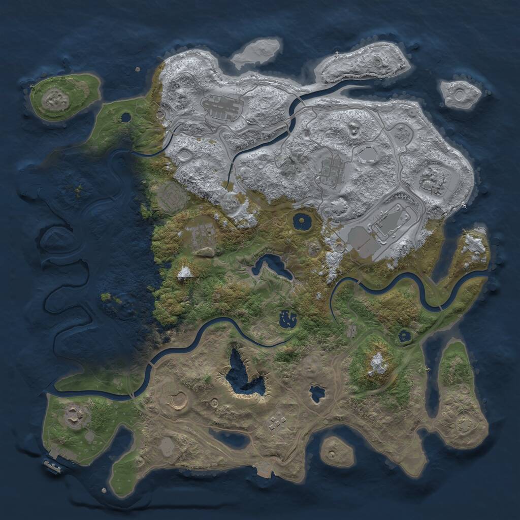 Rust Map: Procedural Map, Size: 4250, Seed: 1021766346, 16 Monuments