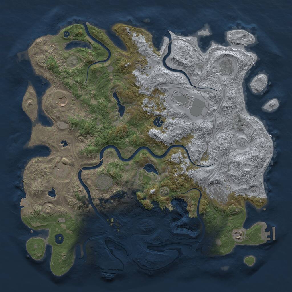 Rust Map: Procedural Map, Size: 4500, Seed: 3141782, 16 Monuments