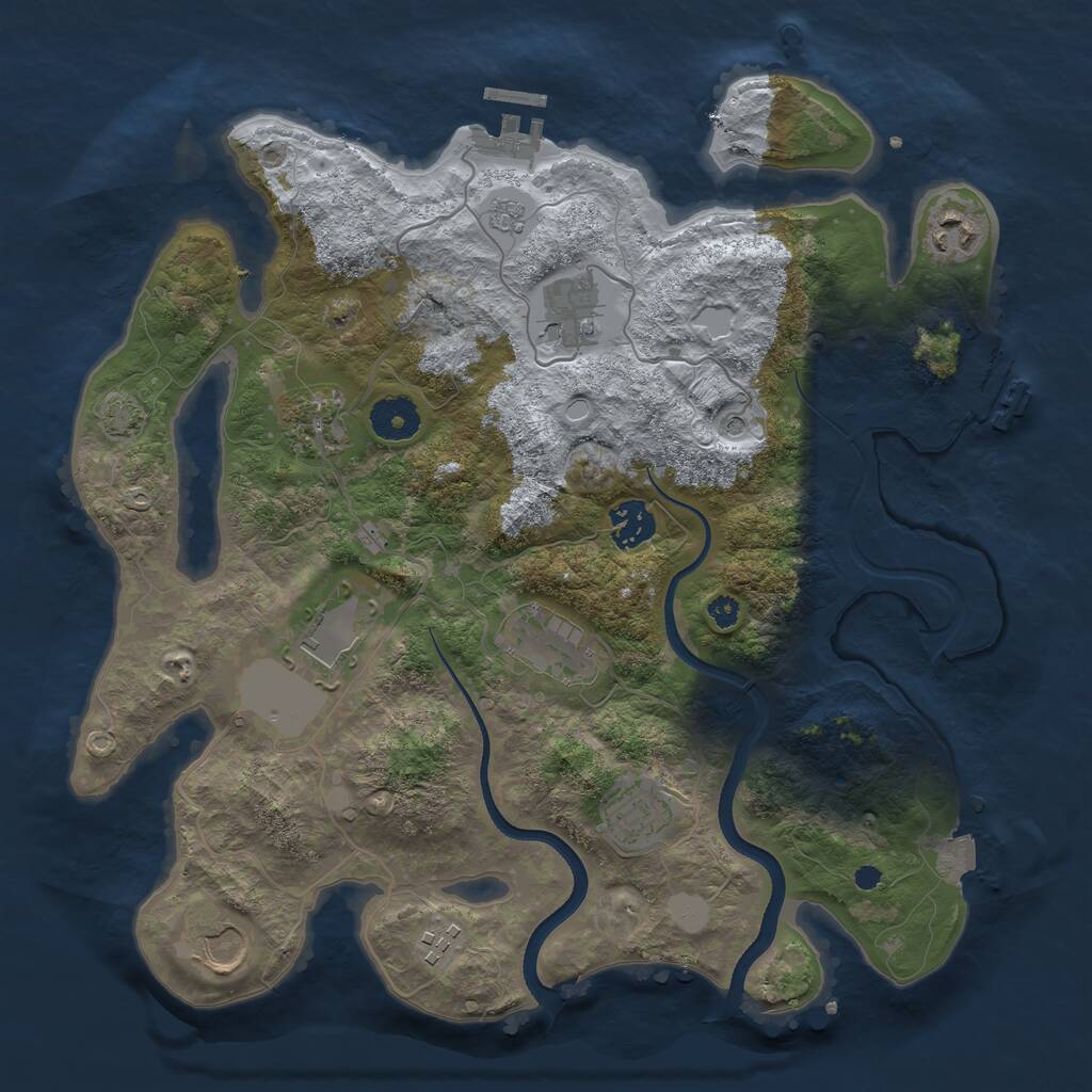 Rust Map: Procedural Map, Size: 3500, Seed: 1683041972, 15 Monuments