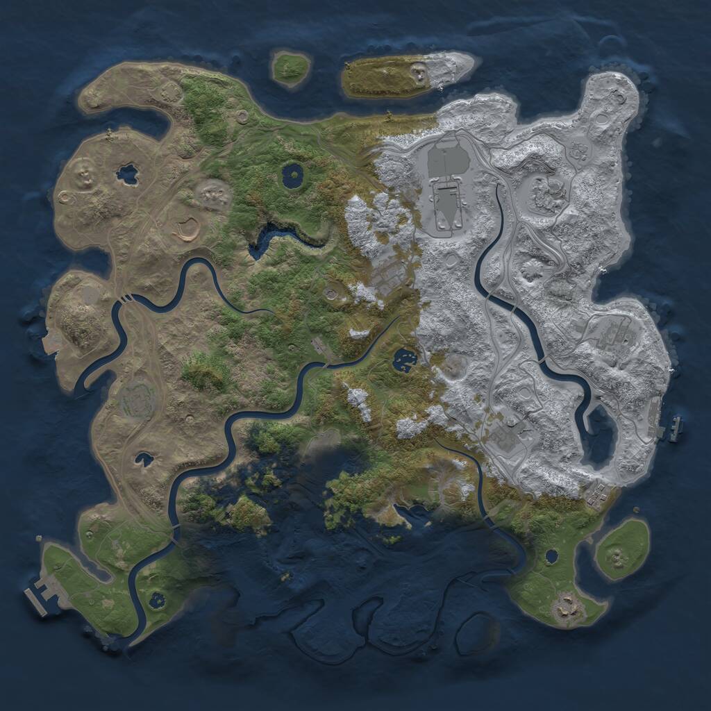 Rust Map: Procedural Map, Size: 4500, Seed: 1121292401, 17 Monuments