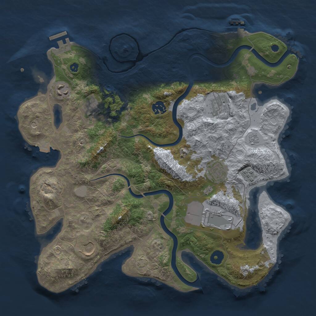 Rust Map: Procedural Map, Size: 3500, Seed: 893826821, 14 Monuments